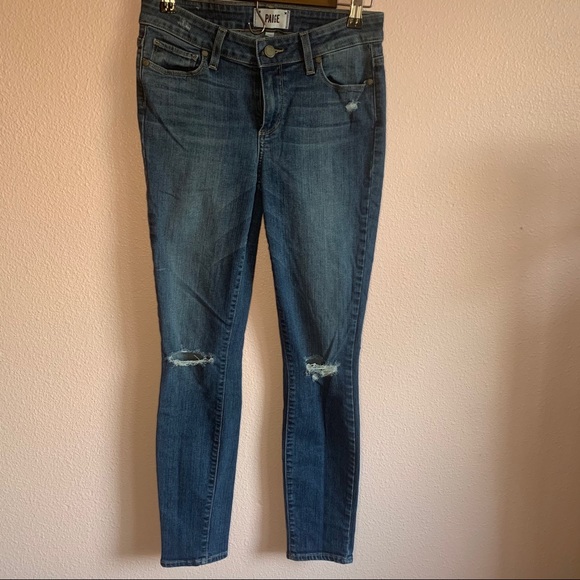 PAIGE Verdugo Ankle Destructed Skinny Jeans 27 - Picture 5 of 6